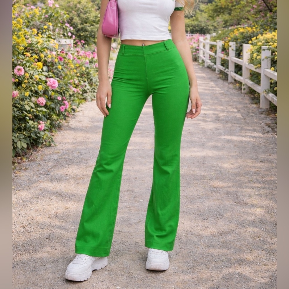 Nakd Flare Trousers Pants Kelly Green St. Patricks Day Spring Size 36 / Small